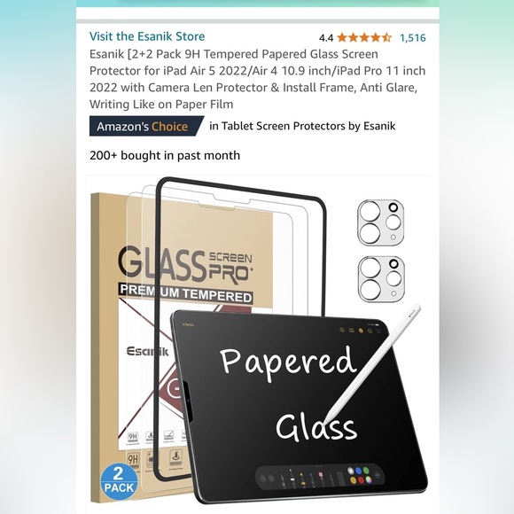 Esanik Tempered Paper Glass Screen Protector iPad Air 5, Air4, IPad Pro 11 - Picture 4 of 4